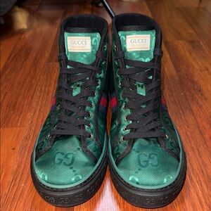 Gucci Green Sneakers with Red and Black Details